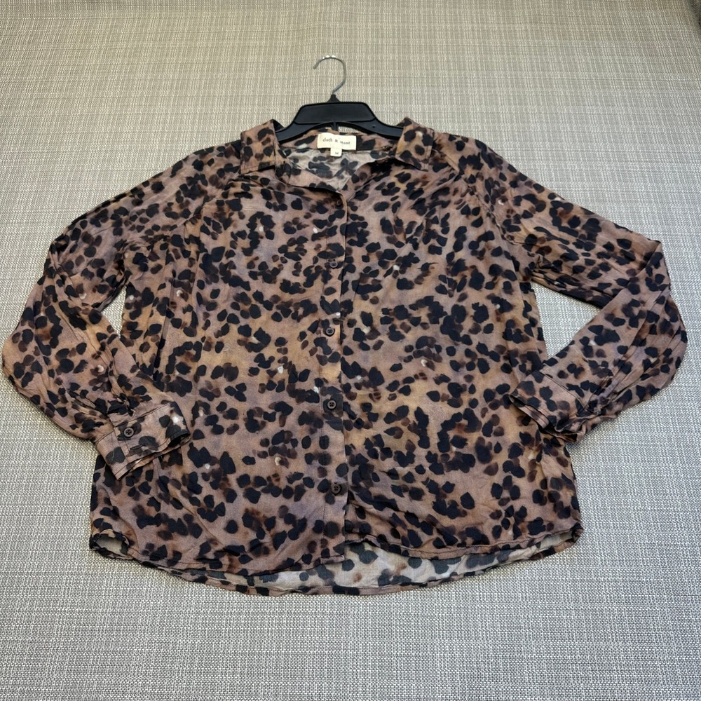 Cloth & Stone Leopard‎ Print Button Front Shirt Womens Medium Boho Animal